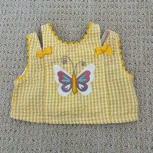 Vintage Samara Yellow Gingham Butterfly Appliqué Toddler Top